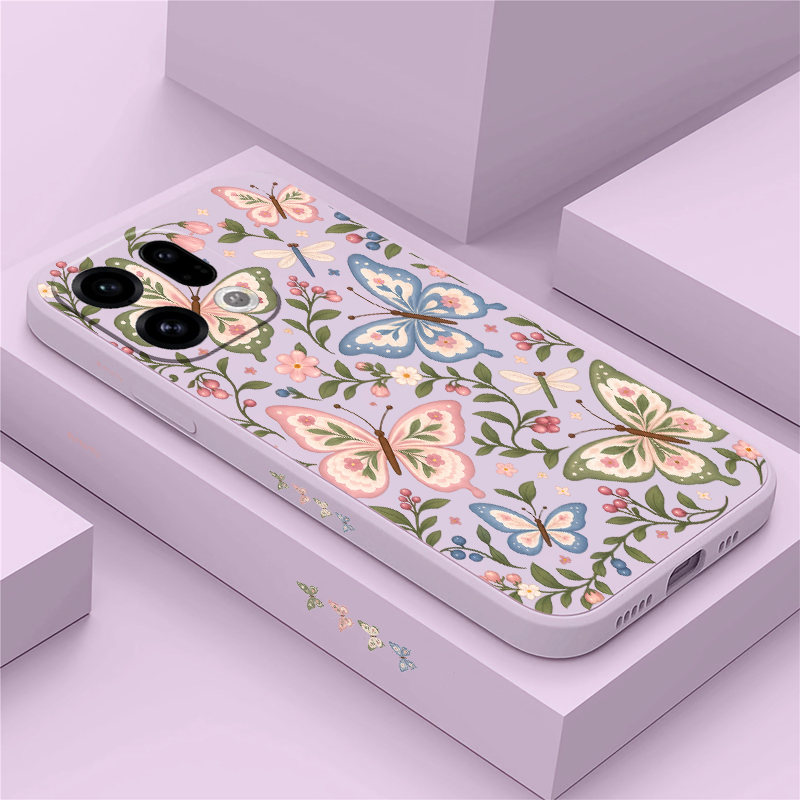Oppo Reno 12 - Capa de Telefone Colorida com Borboletas