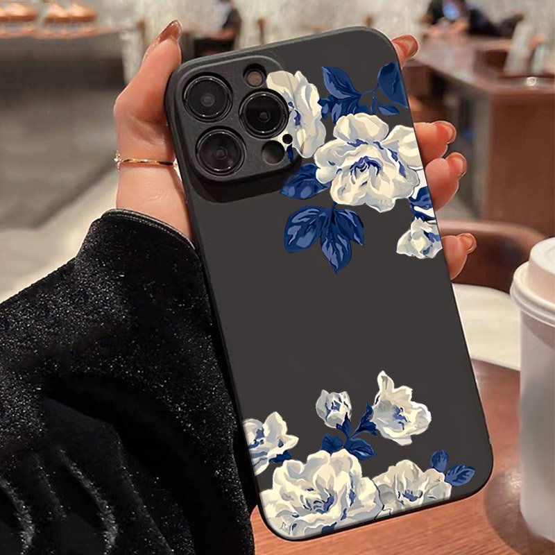 Samsung Galaxy A55 - Flor azul e branca caso de